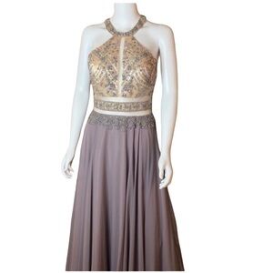 Chic Maxi Dress with Silver Accents